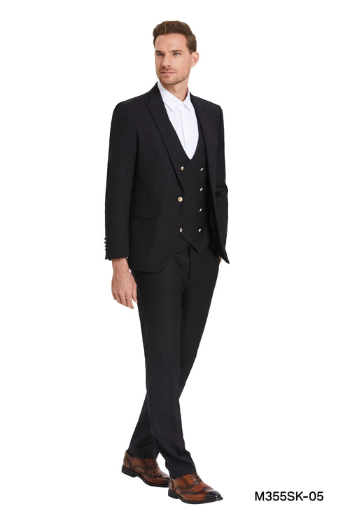 Tazio Men's Skinny Fit 3-Piece purple Suit - Bold Colors