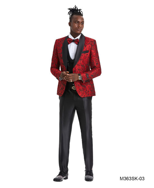 Tazio Men's 4-Piece Skinny Fit Paisley Suit Award-Winning Design