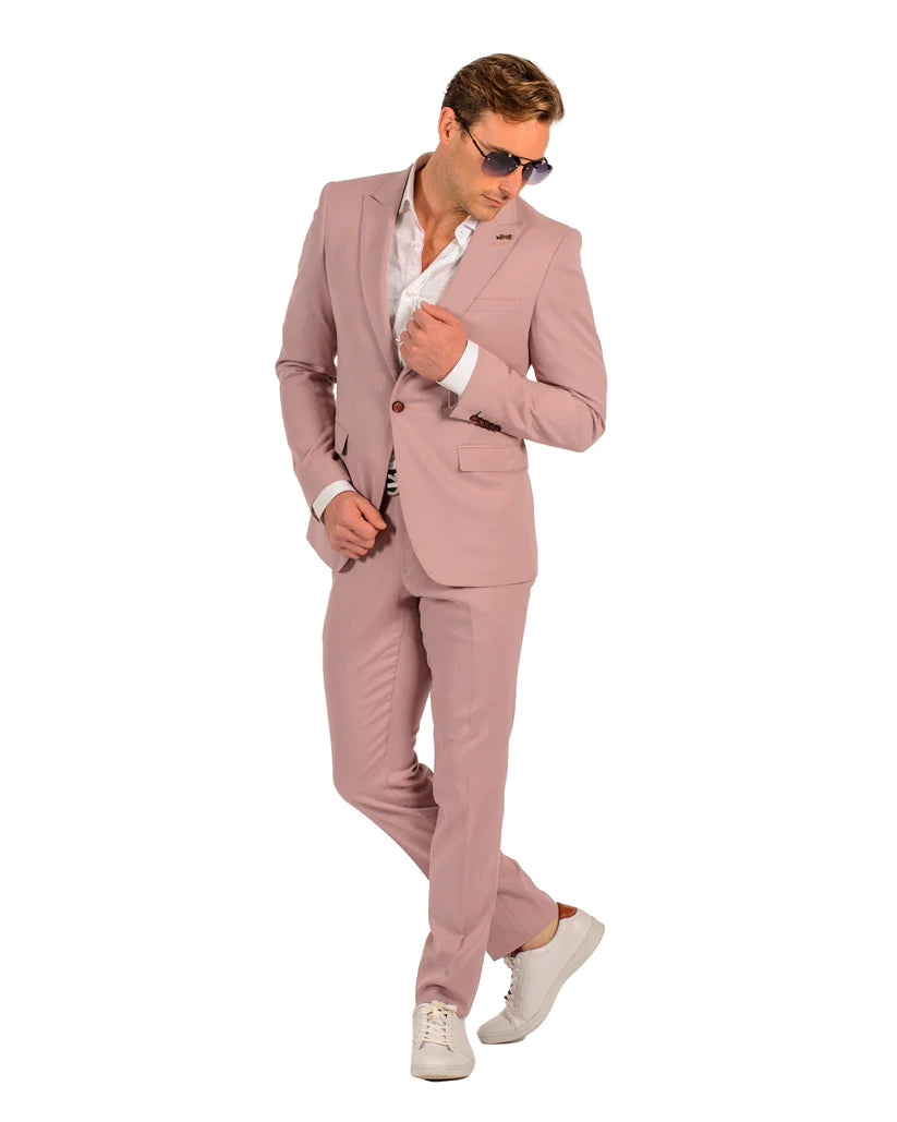Stretch Fabric - "Blush/Red" Light Weight Suit - Slim Fitted Suit "Style #" - Blush Red