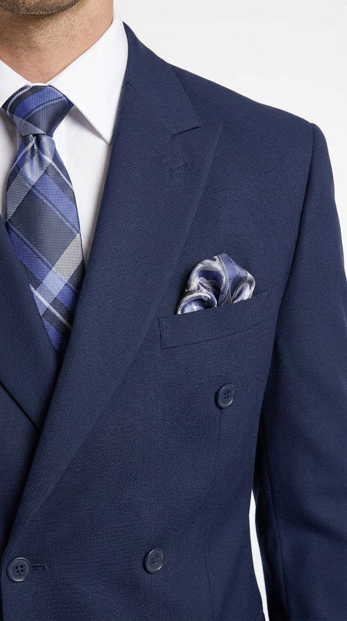 Men’s Classic Navy Double Breasted Suit, Affordable Formal Wedding Business Dress Suit