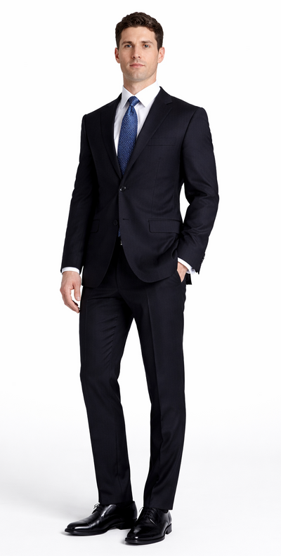 Tiglio Black, Gray, Navy Blue Stripe Two-button Wool Suit 3 Fabrics