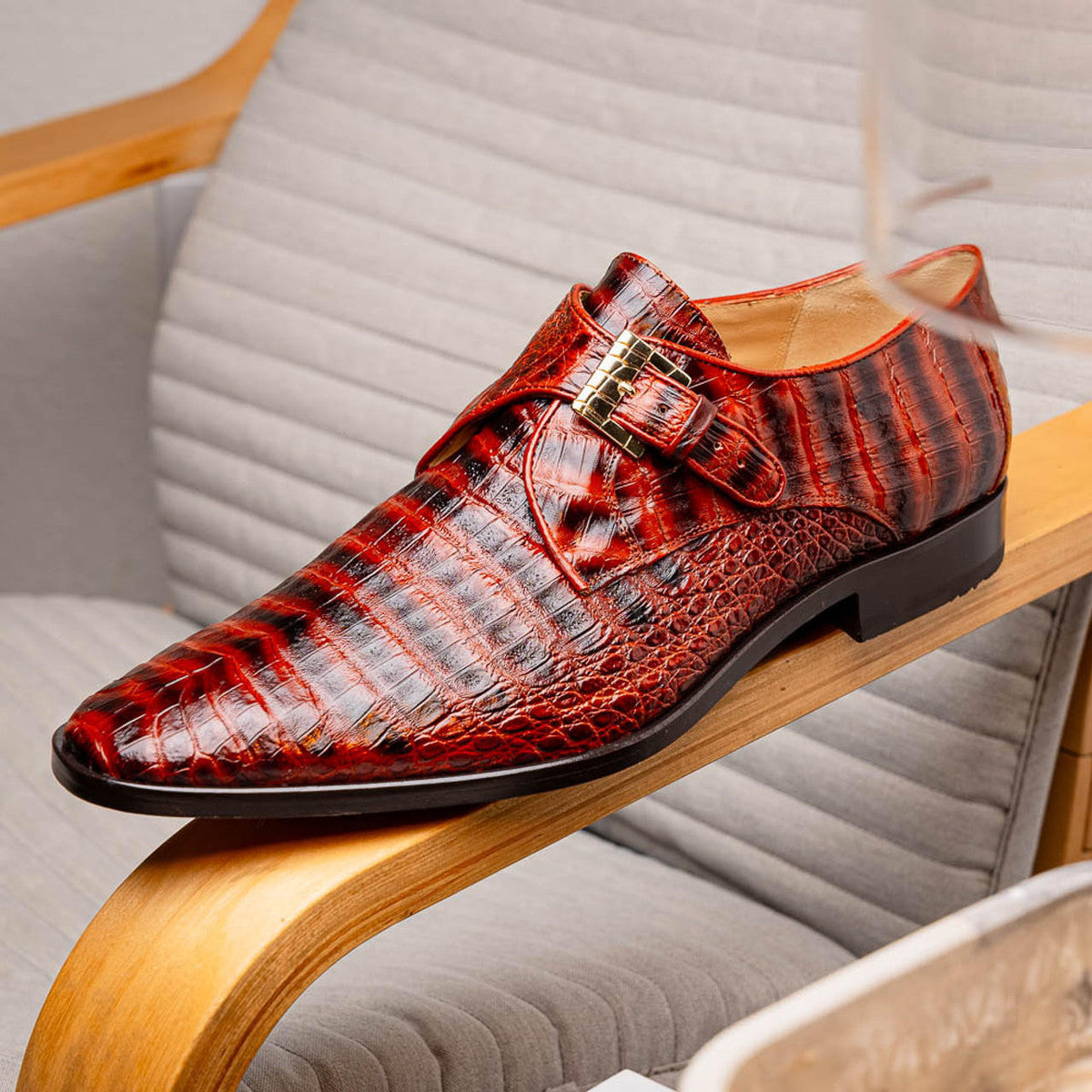 Marco Di Milano Mens Cognac Caiman Gator Dress Shoes Rovigo - 9 M