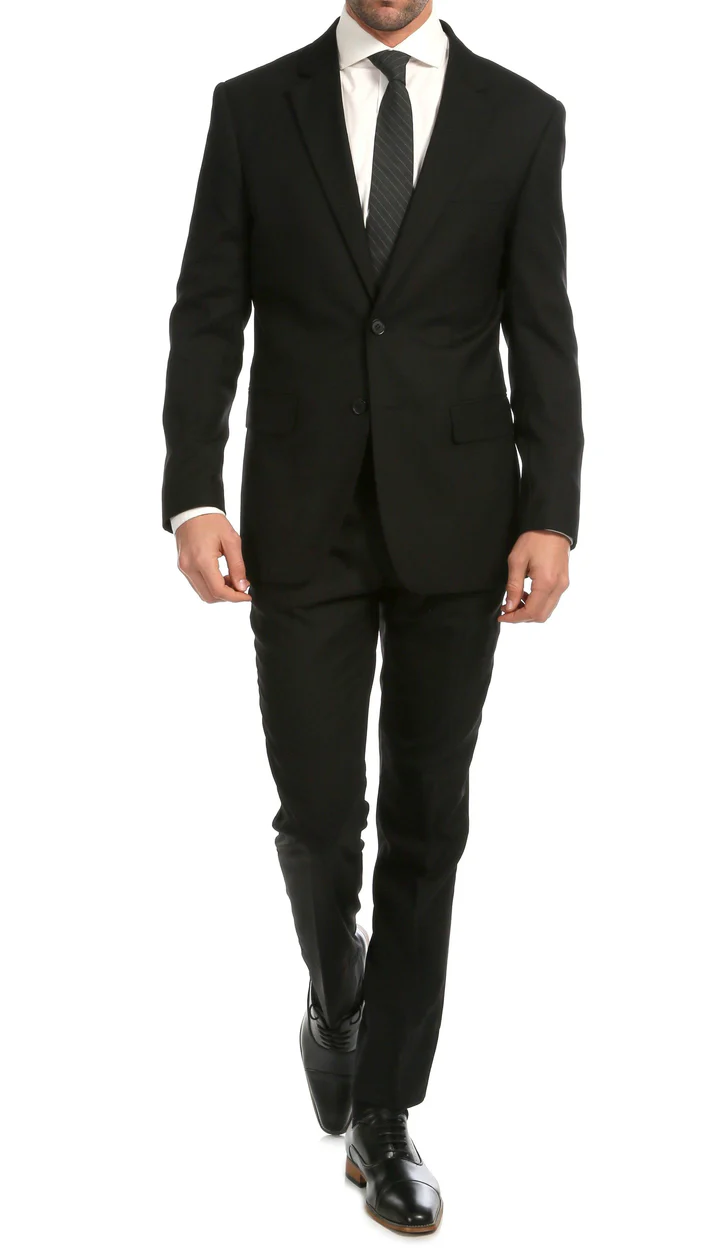 Mason Black Men'S Premium 2 Piece Wool Slim Fit Suit