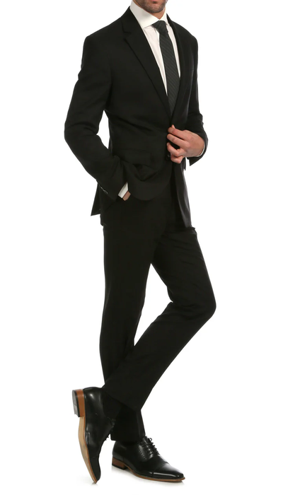 Mason Black Men'S Premium 2 Piece Wool Slim Fit Suit