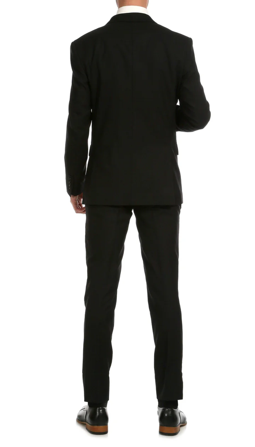 Mason Black Men'S Premium 2 Piece Wool Slim Fit Suit