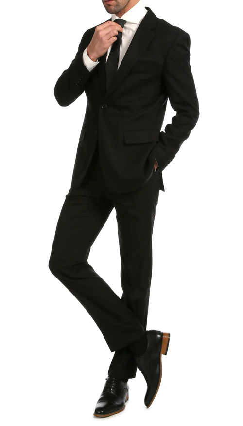 Mason Black Men'S Premium 2 Piece Wool Slim Fit Suit