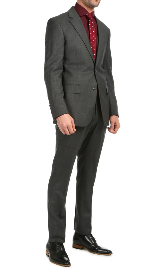 Mason Charcoal Men'S Premium 2 Piece Wool Slim Fit Suit