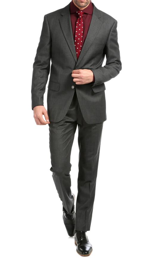 Mason Charcoal Men'S Premium 2 Piece Wool Slim Fit Suit