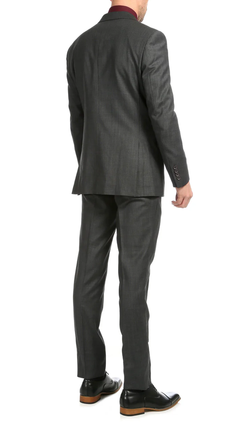 Mason Charcoal Men'S Premium 2 Piece Wool Slim Fit Suit
