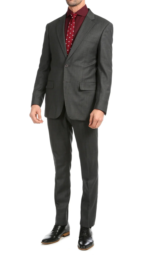 Mason Charcoal Men'S Premium 2 Piece Wool Slim Fit Suit