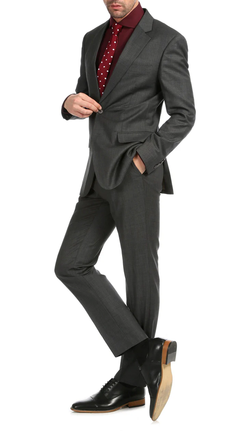 Mason Charcoal Men'S Premium 2 Piece Wool Slim Fit Suit