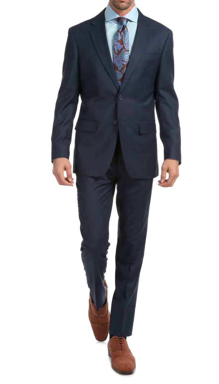 Mason Navy Men'S Premium 2PC Premium Wool Slim Fit Suit - 38 Short Jacket+32 Waist Adjustable 28to34)(Height: 5 4 to5 7 )(Neck 15-16.5)S-M)