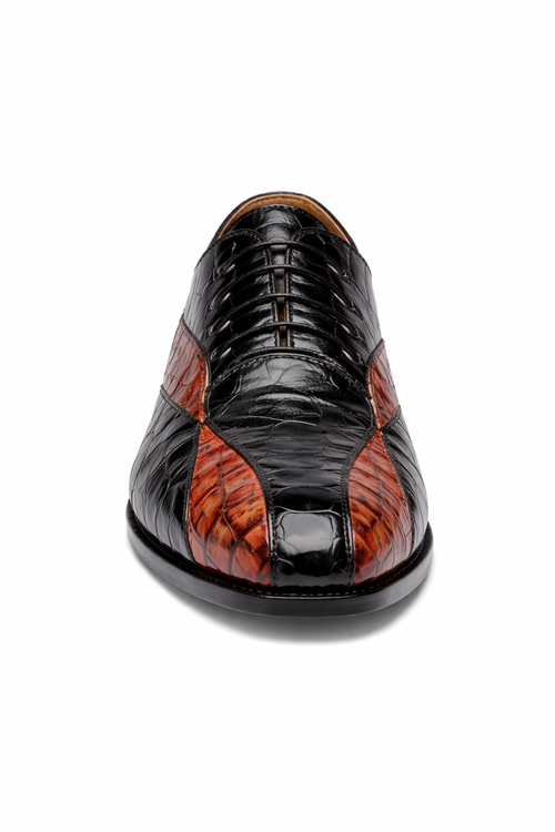 Mauri Dark Brown Gold Alligator Shoes Made Italy Scarface-New Designer Collection