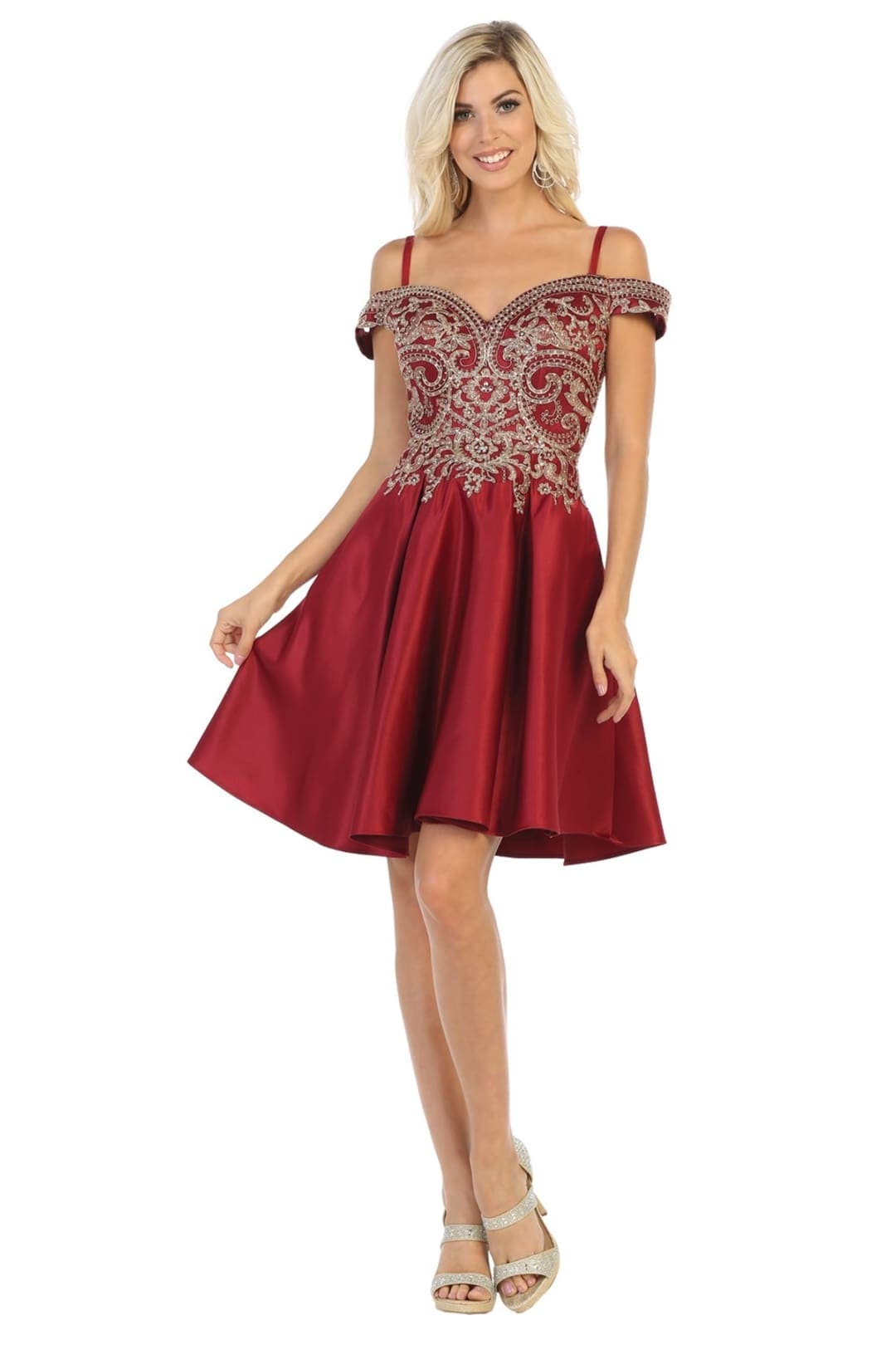 Quince Dama Dresses - Short Quinceanera Dresses in Color Burgundy - 4