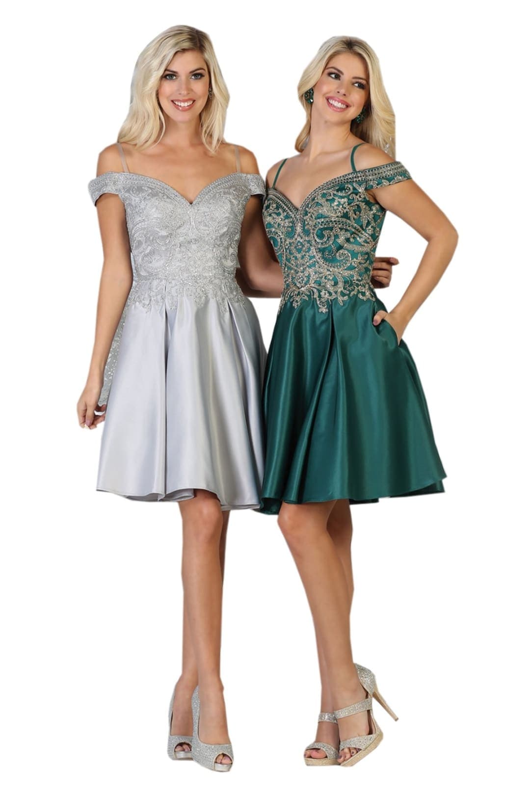 Quince Dama Dresses - Short Quinceanera Dresses in Color Silver - 4