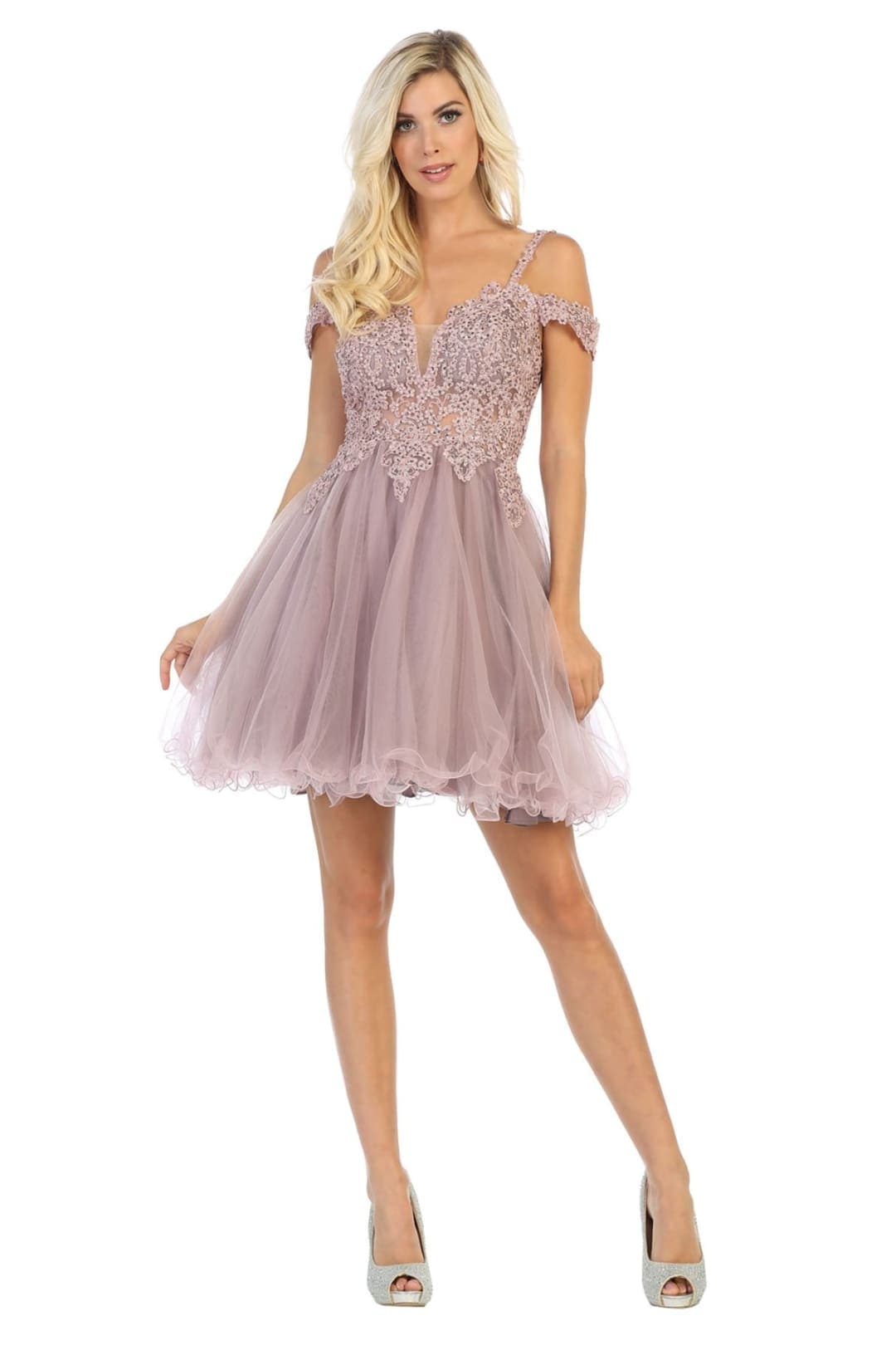Quince Dama Dresses - Short Quinceanera Dresses in Color Mauve - 2