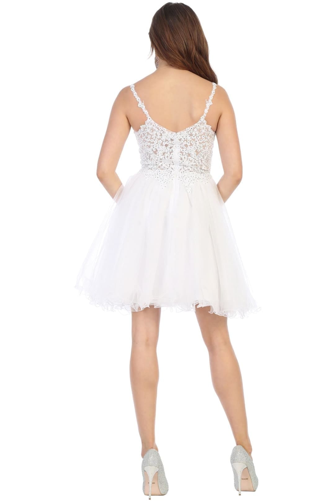 Quince Dama Dresses - Short Quinceanera Dresses in Color White - 2