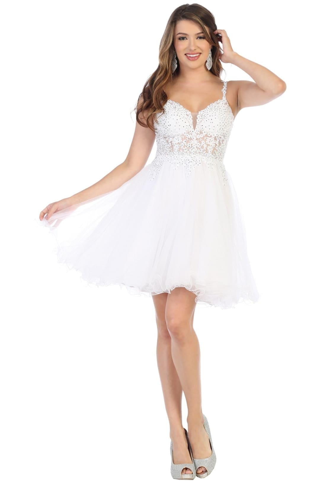 Quince Dama Dresses - Short Quinceanera Dresses in Color White - 2