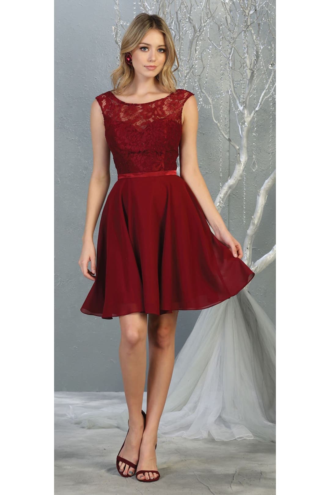 Quince Dama Dresses - Short Quinceanera Dresses in Color Burgundy - 6
