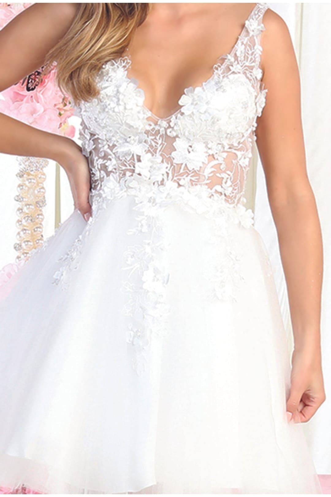 Quince Dama Dresses - Short Quinceanera Dresses in Color Ivory - 6