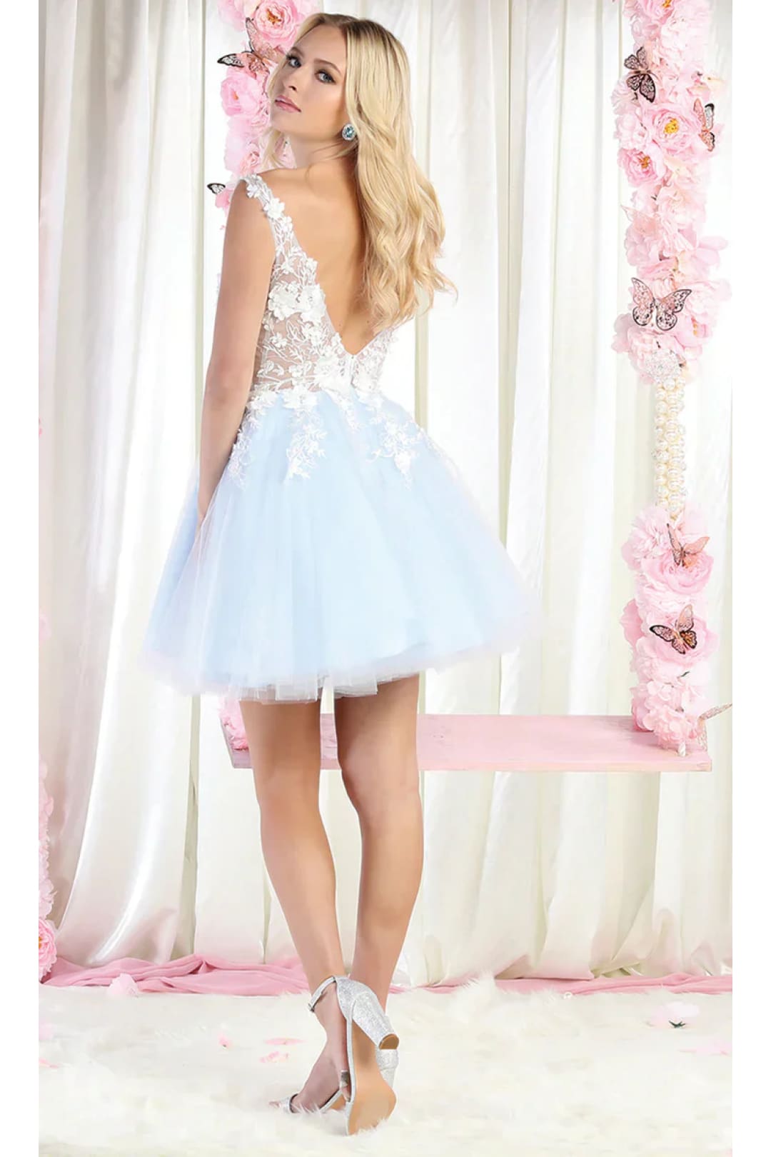 Quince Dama Dresses - Short Quinceanera Dresses in Color Baby Blue - 8