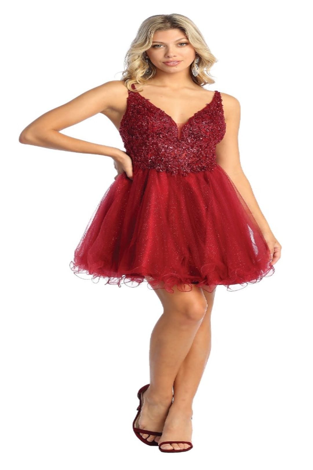 Quince Dama Dresses - Short Quinceanera Dresses in Color Burgundy - 4