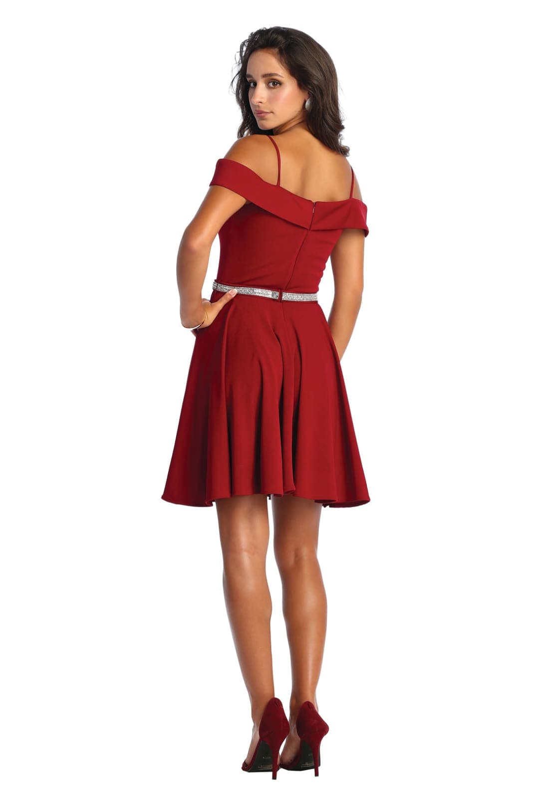 Quince Dama Dresses - Short Quinceanera Dresses in Color Burgundy - 2