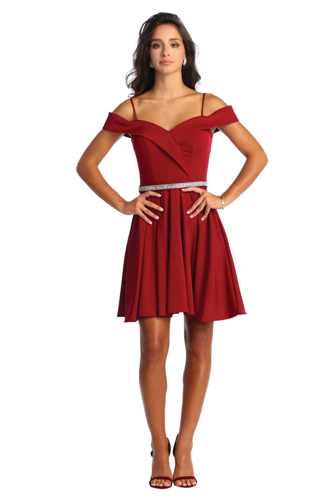 Quince Dama Dresses - Short Quinceanera Dresses in Color Burgundy - 2