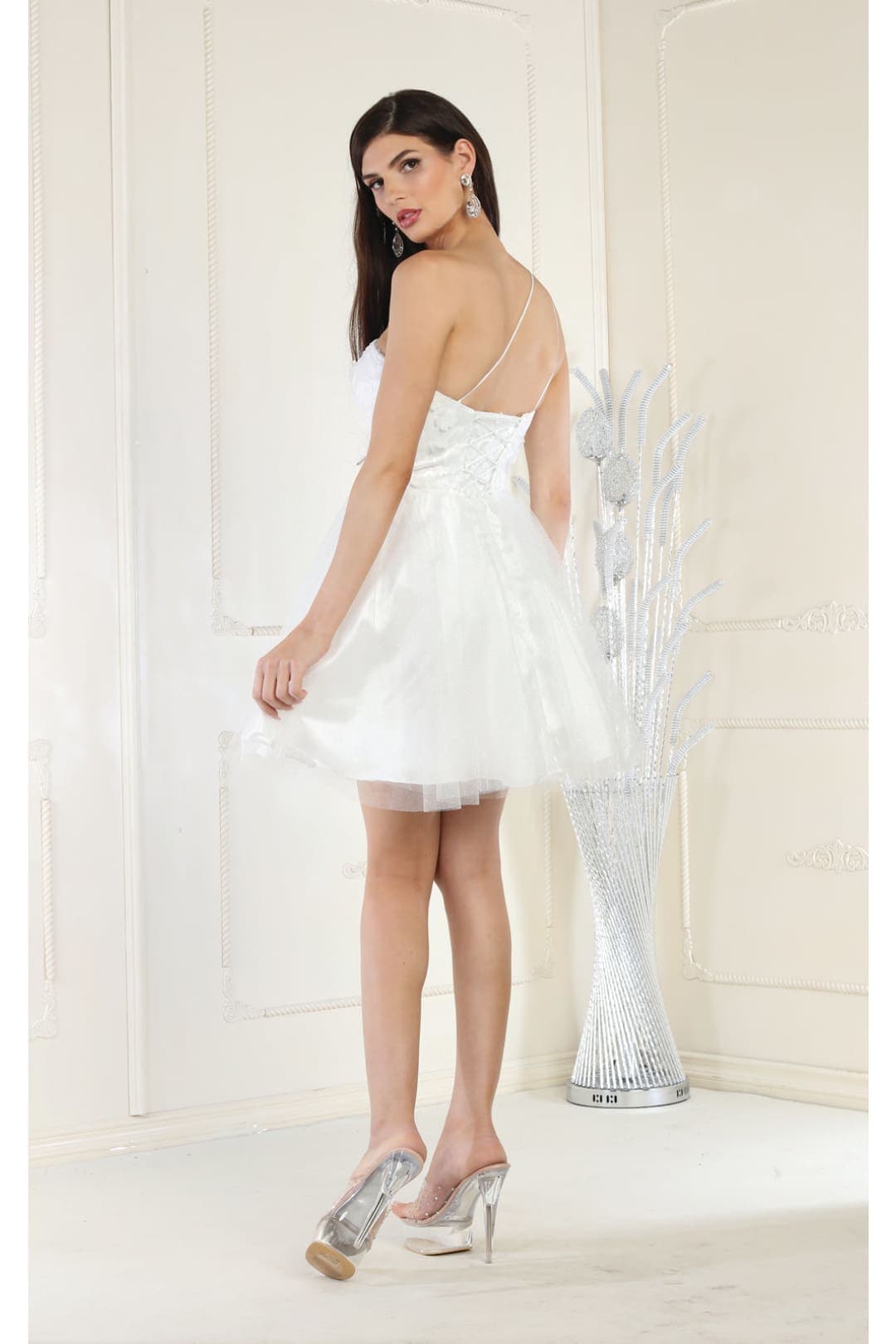 Quince Dama Dresses - Short Quinceanera Dresses in Color White - 6
