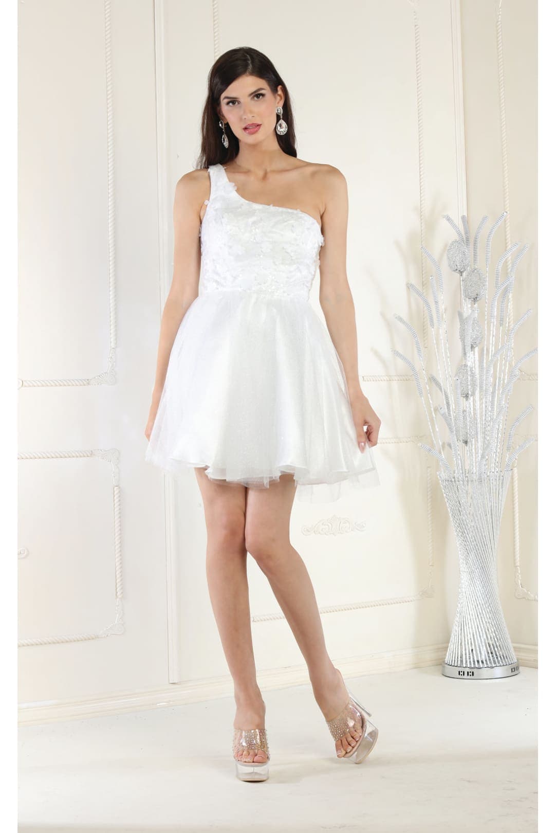 Quince Dama Dresses - Short Quinceanera Dresses in Color White - 6