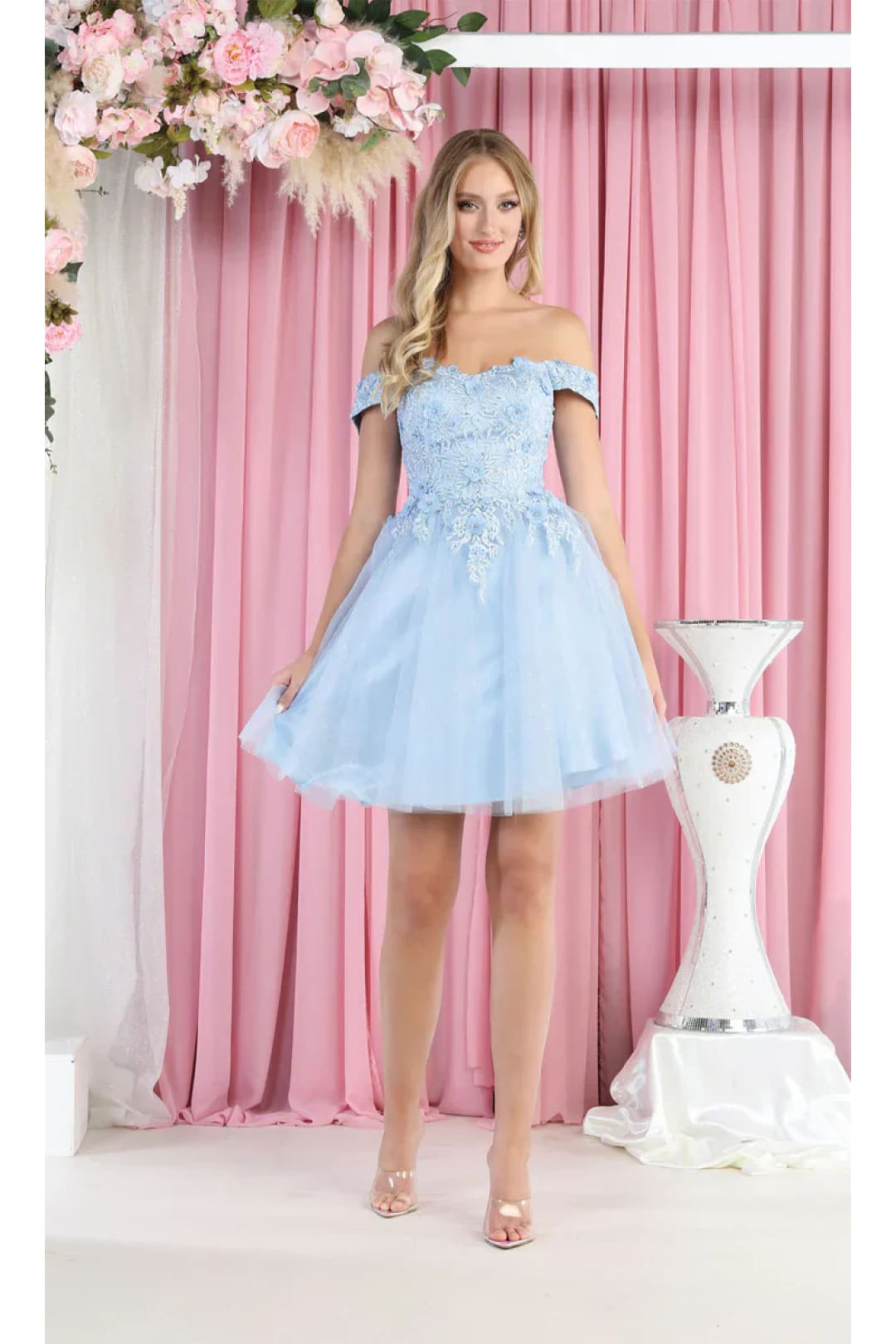 Quince Dama Dresses - Short Quinceanera Dresses in Color Baby Blue - 4
