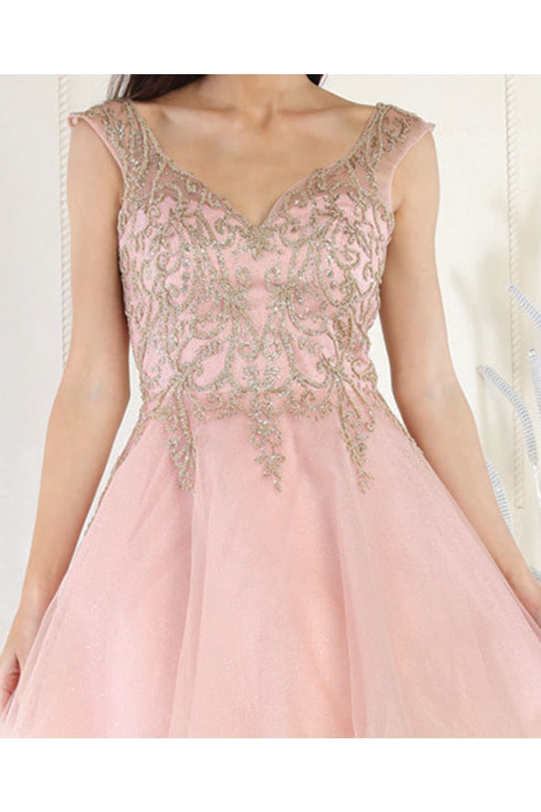 Quince Dama Dresses - Short Quinceanera Dresses in Color Blush/Gold - 6