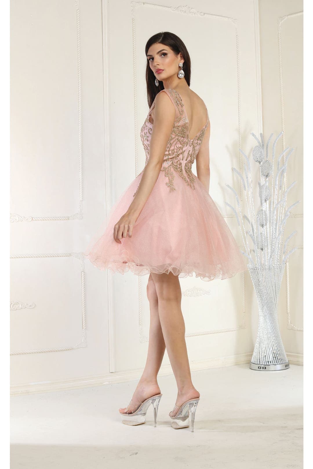 Quince Dama Dresses - Short Quinceanera Dresses in Color Blush/Gold - 6