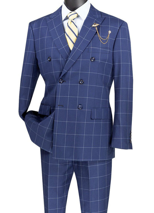 Vinci Men's 2 Piece Modern Windowpane Suit Fit for Any Occasion