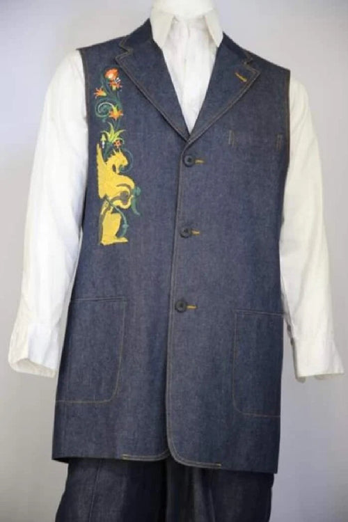 Mens Big and Tall Linen Suits -Navy Blue Zoot Summer Fabric Suit