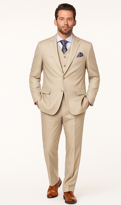 Giorgio Fiorelli Men' 2 Button 3 Piece Double Vents Beige Suit