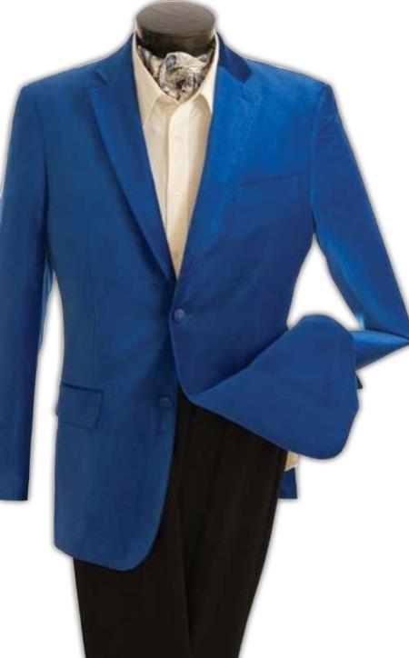 "Wholesale Mens Jackets - Wholesale Blazer - "Royal Blue 2 Button Velvet Blazer