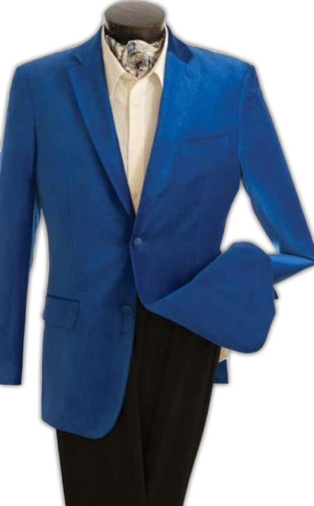 "Wholesale Mens Jackets - Wholesale Blazer - "Royal Blue 2 Button Velvet Blazer - US 36 Regular / EU 46 Regular