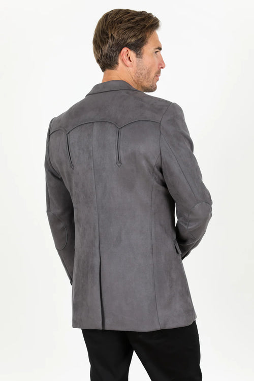 Double Button Suede Western Blazer Charcoal