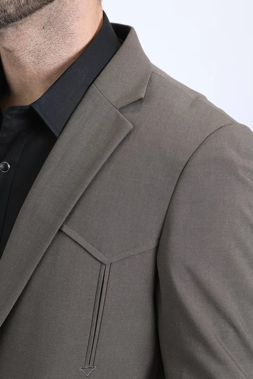 Mens Dark Brown Western Blazer – Cowboy Formal Suit