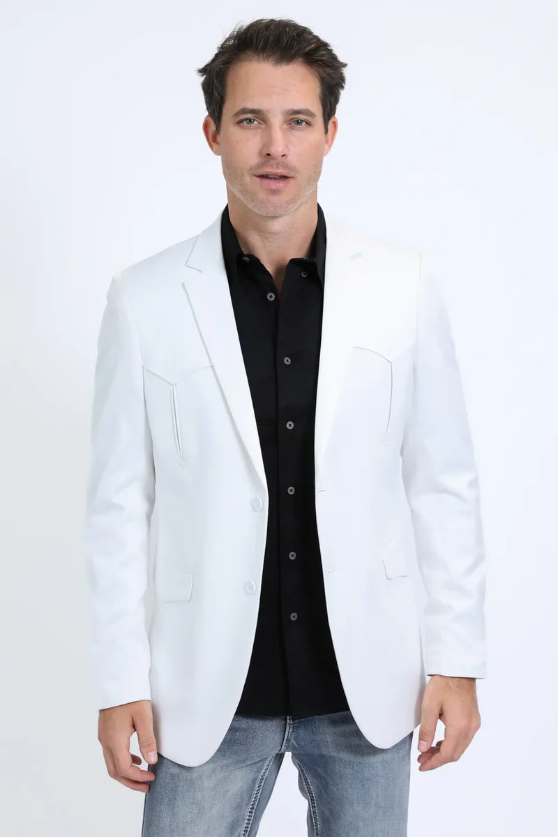Mens White Western Blazer ā Modern Fit Cowboy Tuxedo Style Western Suit
