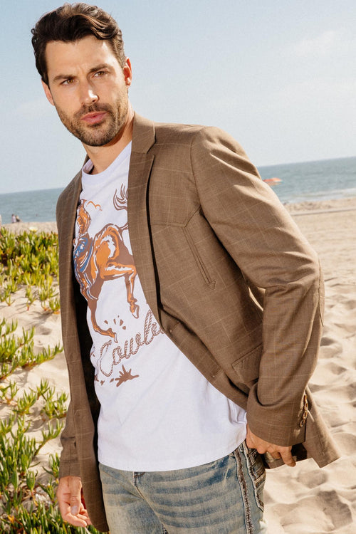 Men’s Western Cowboy Sport Coat with Elbow Patch Detail – Modern Fit Blazer