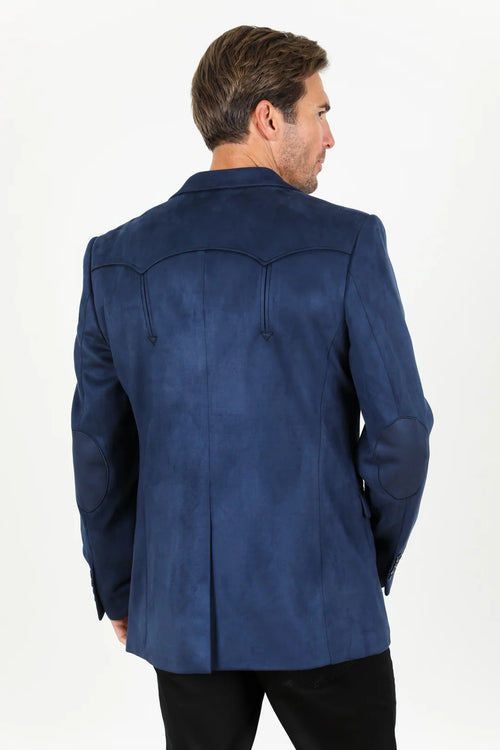 Double Button Suede Western Blazer Navy