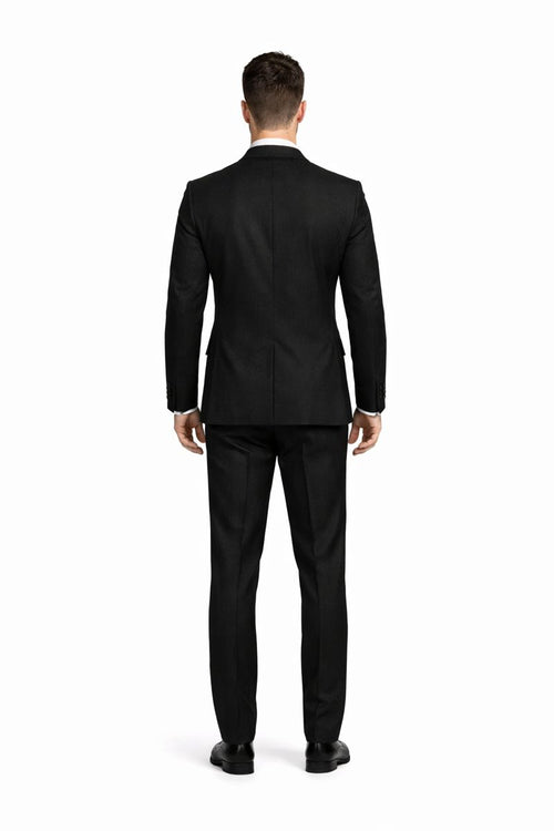 Men One Button Floral All Black Tuxedo with Shawl Lapel 3 Piece-New Designer Collection