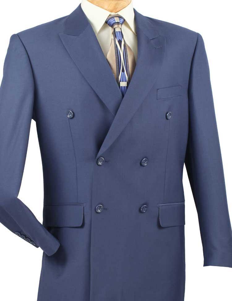 Blue Double Breasted Regular Fit Suit - 38 Short - 32 Waist