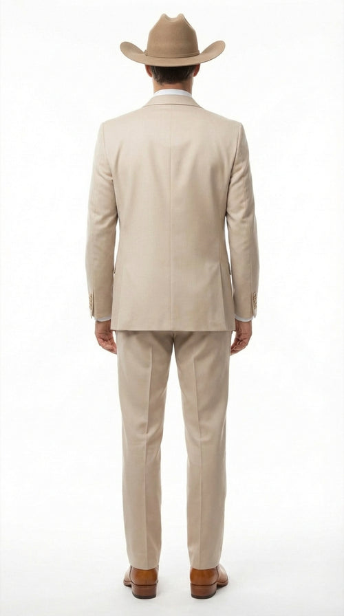 Mens Tan Cowboy Three Piece Suit Western Style Wedding and Formal Vested Suit