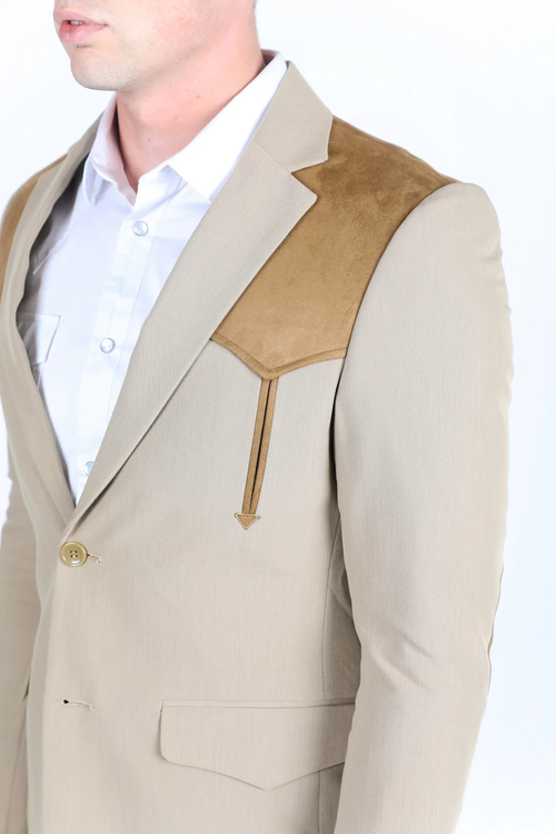 Mens Western Style Suit Coat β Premium Suede Yokes with Elbow Patch Detail