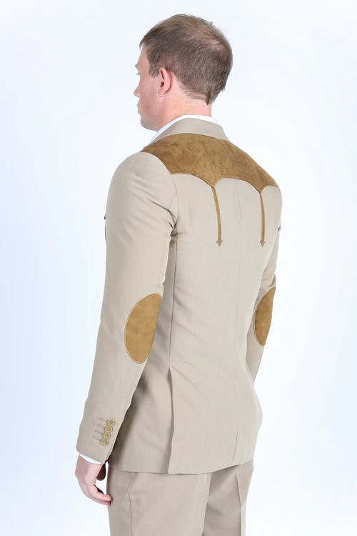 Mens Western Style Suit Coat β Premium Suede Yokes with Elbow Patch Detail
