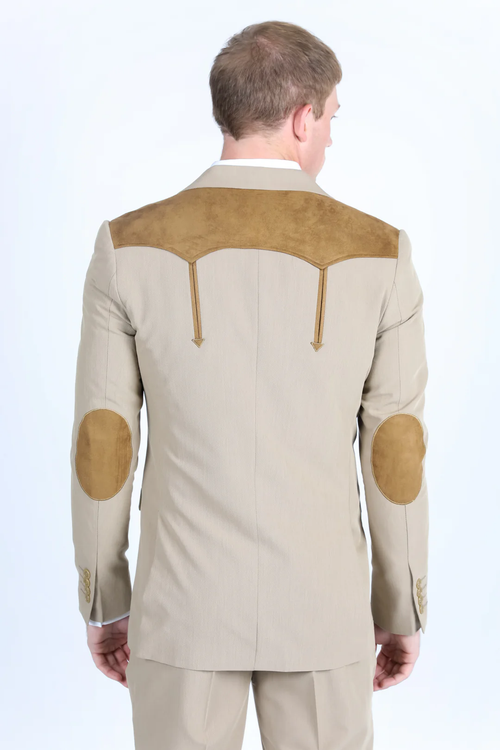 Mens Western Style Suit Coat β Premium Suede Yokes with Elbow Patch Detail