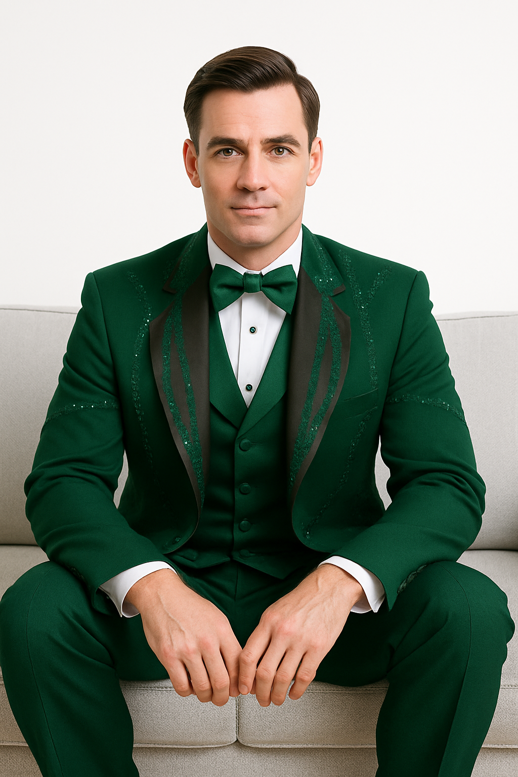 Hunter Green Italian Wool 3-Piece Modern Fit Tuxedo - 34 Short or Extra Small